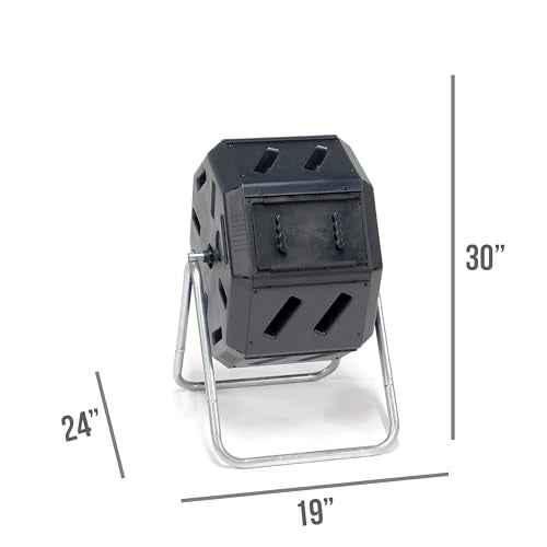 FCMP Outdoor IM2000 Tumbling Composter Canadian-Made, 100% Recycled Resin - Outdoor Rotating Compost Tumbler Bin for Garden, Kitchen, and Yard Waste, Black (22 Gallon) - size: 22 Gallon