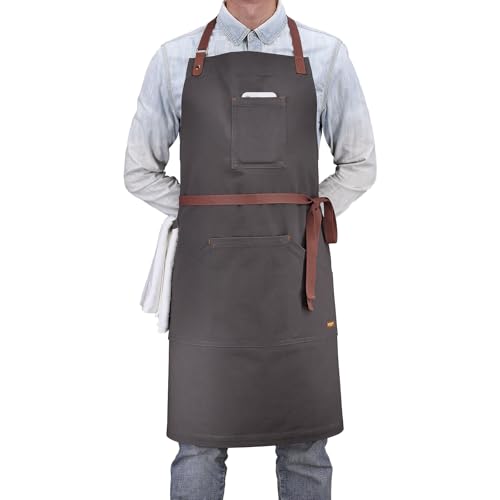 Cooking Kitchen Apron with Pockets for Men Women - color: Dark Gray 9#