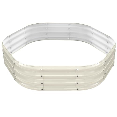 48" Diagonal,17" Tall Steel Hexagon Raised Garden Bed/ Planter Box White - color: Cream White, size: 4FT X 1FT