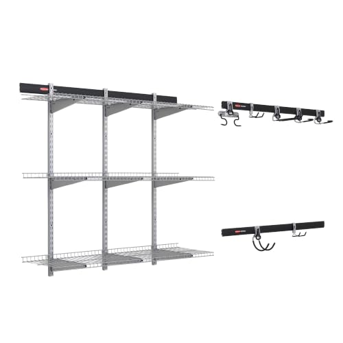 Rubbermaid 25-Piece Fasttrack Garage Storage System Kit for Garage Organization - size: 3 Rails, 7 Hooks, 3 Shelves