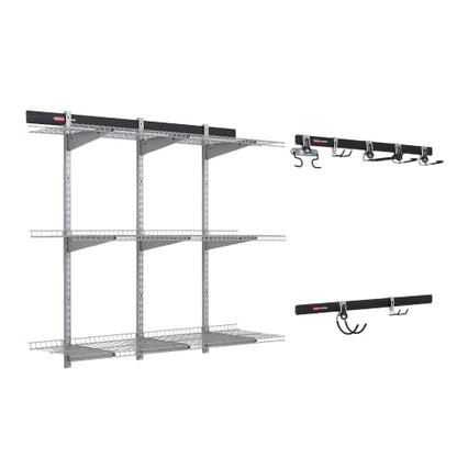 Rubbermaid 25-Piece Fasttrack Garage Storage System Kit for Garage Organization - size: 3 Rails, 7 Hooks, 3 Shelves