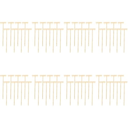 Garneck 64Pcs Mini Zen Garden Rakes Bamboo Sand Rake Set for Desktop Trays - size: 14X3.5CM