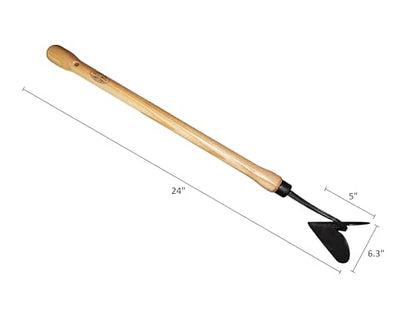 DeWit Drop Grip Hand Plow – Dutch Garden Tool, Ash Wood Handle, Dual Bulb Grip, 22.4" Length, Mini Furrow Opener for Raised Beds & Soil Cultivation