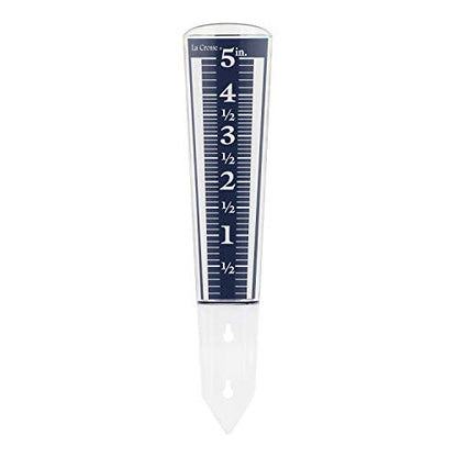 La Crosse 704-1531 Large Magnifying Easy Read 5-Inch Capacity Acrylic Rain Gauge, Black-Blue, Black-Blue - color: Black-blue