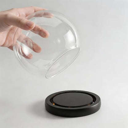 Cloche Glass Dome with LED Base, Round Glass Display Bell Jar, 6 Inch