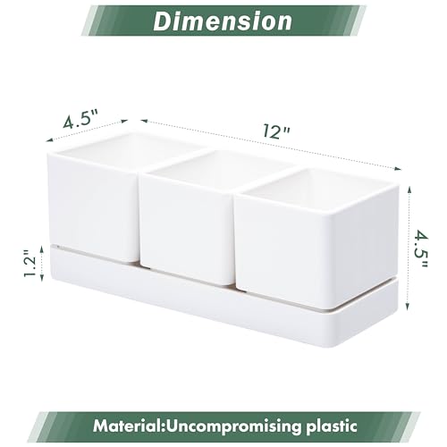 D'vine Dev Plastic Herb Garden Planter Set, White, 76-V-A-1 - color: White, size: 12"
