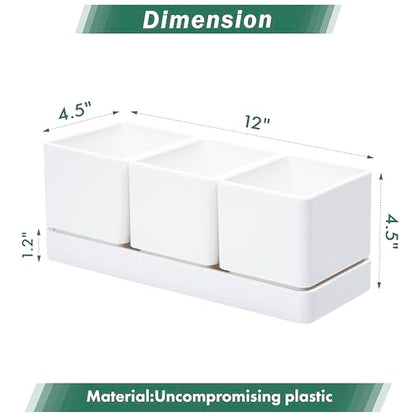 D'vine Dev Plastic Herb Garden Planter Set, White, 76-V-A-1 - color: White, size: 12"