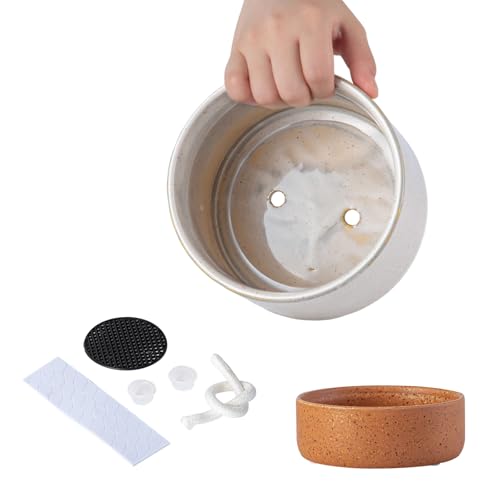 6 Inch Ceramic Self Watering Planter with Drainage Hole, Grey - color: Retrogrey, size: Small