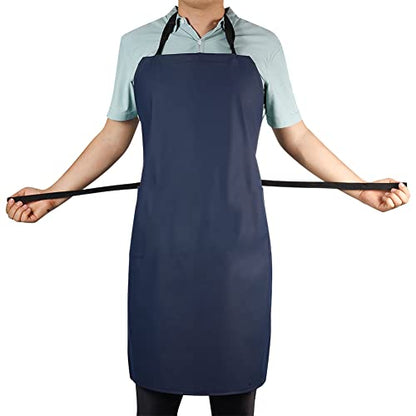 VWELL Waterproof Rubber Vinyl Apron W/ 2 Pockets - Lab Apron for DishWashing, Grooming 2Pack - color: Blue-with Pockets-2 Pack
