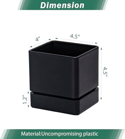 D'vine Dev 3-Pack Plastic Herb Planter Pots, 4 in, Black, 76-Y-B3-1 - color: Black, size: 12 Inch x 4.5 Inch