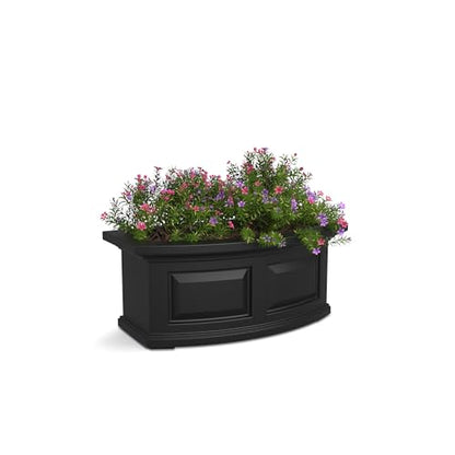 Mayne Nantucket 24in Self-Watering Rectangular Window Box Planter, Black - color: Black, size: 24in