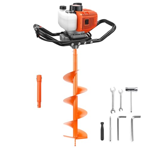 NEO-TEC 63CC Post Hole Digger Gas Powered, Earth Auger with 8" Bit & 8" Ext - size: 63CC+8"+1 Extension