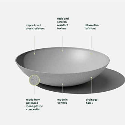 Veradek Mason Series Lane Bowl - Large Outdoor Bowl Planter - color: Gray, size: 8"H x 32"DIA 2PK