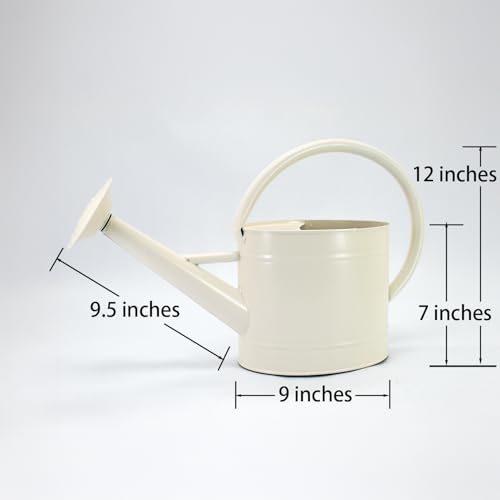 1.3 Gallon Matte Cream Metal Watering Can, Removable Spout - color: Velvet Cream, size: 1.3 Gallon