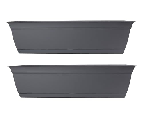 The HC Companies Eclipse Window Planter Box, 24 Inch, Warm Gray, 2-Pack - color: Warm Gray, size: 24" (Pack of 2)