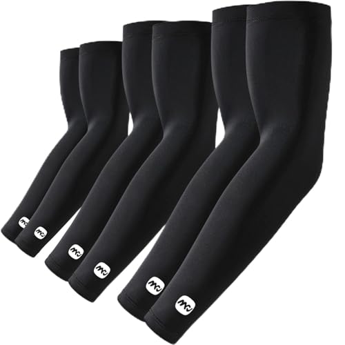 UV Sun Protection Arm Sleeves for Men Women, UPF 50+ Cooling Sun Sleeves to Cover Arms Sports Compression Covers - color: 3 Pairs Black, size: XX-Large