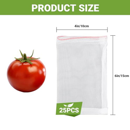 Fruit Cover Bags Against Birds, 25pcs 4x6 in Mesh Fruit Protection Bags with String, Netting for Fruit Trees Vegetables Flowers Protection Away from Bugs Birds - size: 4"x6"/Pack of 25