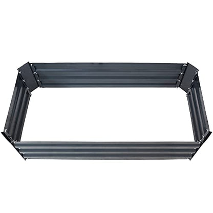 Sunnydaze Galvanized Raised Garden Bed, Rectangle, 4x2x1 ft, Dark Gray - color: Dark Gray
