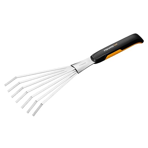 Fiskars Xact Hand Rake, Ergonomic Handle for Heavy Duty Gardening - size: Rake
