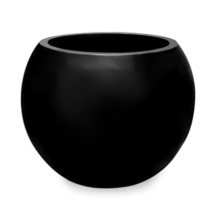 Marlo Fiberstone Round Planter, Smooth Matte Finishes (L, Black) - color: Black, size: 21.3"D x 16.5"H