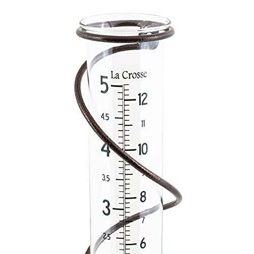 La Crosse 704-08967-INT Original Handcrafted Colombian Metal Finish Spiral Rain Gauge with 5-inch Capacity Glass Rain Garden Tube - color: Bronze