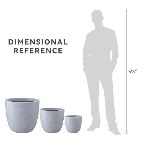 Kante Set of 3 Blue Gray Concrete Bowl Planters 18" 14" 10" Dia - color: Gray, size: 18"d + 14"d + 10"d