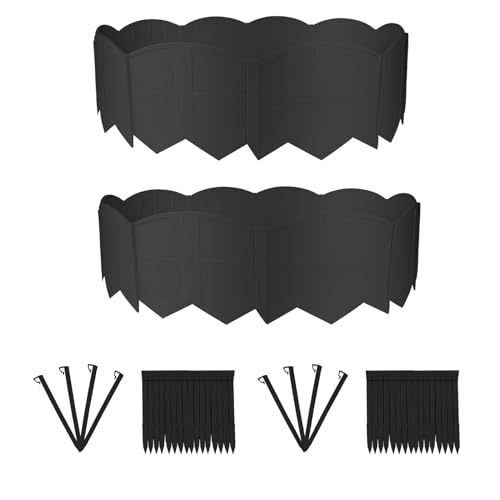30Pcs 30Ft Black Landscape Edging Border Decorative Garden with Stakes Kits - color: Black