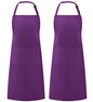 Syntus Apron for Men Women, Adjustable Cooking Kitchen Apron with 2 Pockets - color: Basic Purple, style: 2 Polyester