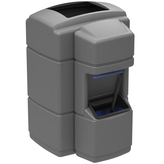 Compost Bin, 40 Gallon Gray Rectangular Open Top Waste Container with Paper Towel Dispenser, Squeegee, and Windshield Wash Station, Outdoor Trash Can for Car Dealerships or Stations, Number 02 - color: Gray, size: 40 Gallon Rectangle
