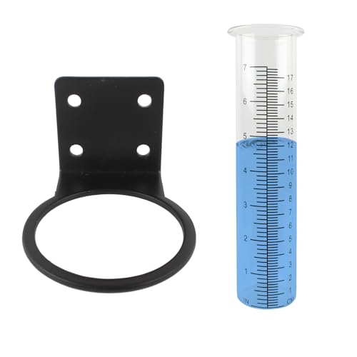 TBWHL 7" Glass Rain Gauge with Stainless Steel Rack for Yard Garden Fence - color: Transparent Black