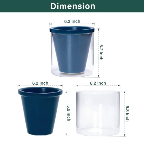 D'vine Dev Self-Watering Blue Terracotta Planter, 6 in, 2-Pack, 37-Y-B-4 - color: Blue, size: 6 Inch