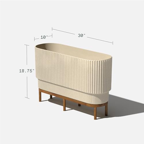 Veradek Demi Series Raised Long Planter - Wide Planter with Stand - color: Sand/Brown, size: 30 inch - 2 Pack
