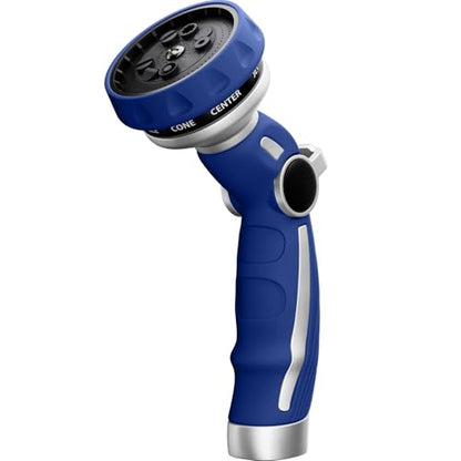 RESTMO Hose Nozzle Heavy Duty, Metal Water Hose Sprayer for Garden - color: Blue, size: 9 Watering Patterns