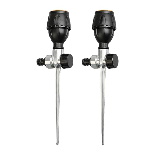 2 Pack Gear Drive Sprinkler 360° Rotating Metal Spike Base Yard