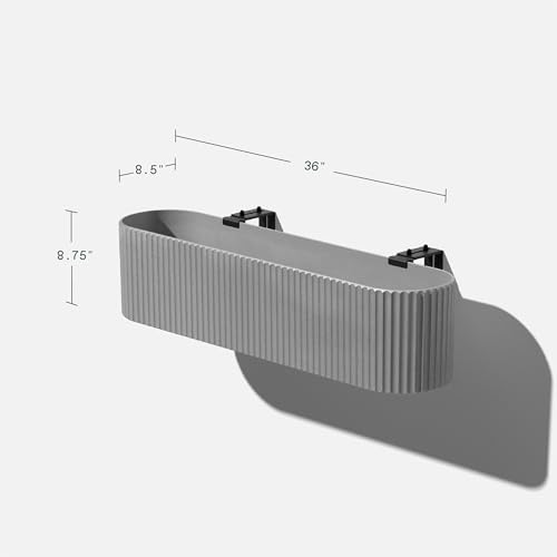 Veradek Demi Series Railing Planter - Round Window Box with Bracket - color: Gray, size: 36 inch - 2 Pack