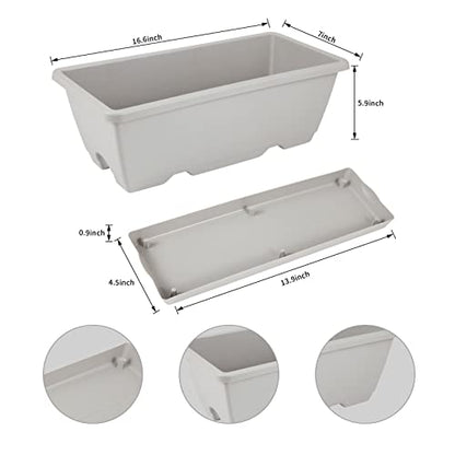 8pcs Window Box Planter,Rectangle Plastic Vegetable Flower Planters Boxes - color: Gray