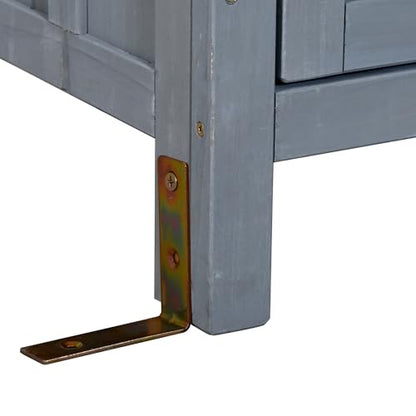 Potting Bench with Hutch, 65" H Solid Fir Wood Garden Workstation, Large Countertop, Patio Kitchen Island with Adjustable Shelves, Spice Rack, Side Hook and Drawer, Gray - size: Gray+1 Drawer