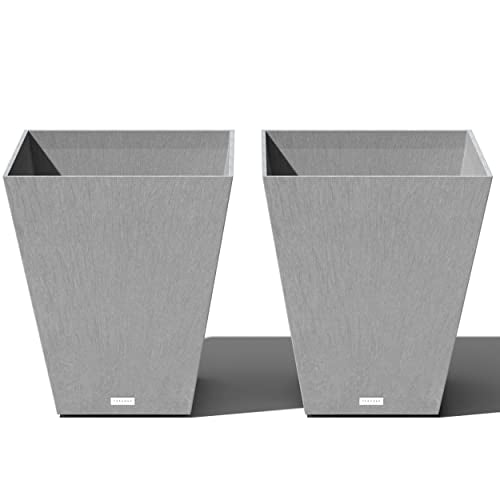 Veradek Pure Series Nobleton Planter - Tapered Square Outdoor Planter - color: Gray, size: 22 inch - 2 Pack