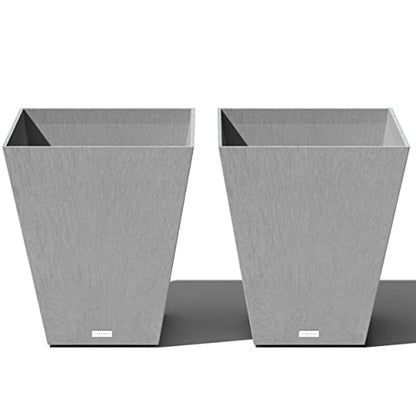 Veradek Pure Series Nobleton Planter - Tapered Square Outdoor Planter - color: Gray, size: 22 inch - 2 Pack