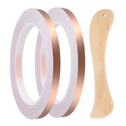 2pcs Copper Foil Tape 0.31" x66FT Single Conductive Adhesive Tape - size: 0.31 Inch x 66 FT