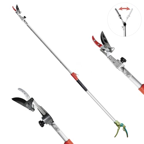 GARTOL Pruner for Garden, Cut Upto 1 Inch & Hold Telescopic Pole Pruner, Fruit Picker with Rotating Blade Head, Lightweight Aluminum Extendable Handle for Tree Branch Cutter, 6.23-10.5 FT, Silver - size: 6.23-10.5 FT