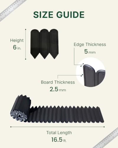 DAIM FlexWall Edge Landscape Edging, Garden Edging, Black, 6" x 16.5 ft