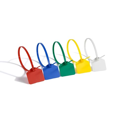 8 in Marker Nylon Cable Ties, Plastic Water Proof Tags, Self-Locking Written-on Cable Marker, Security Seals Label for Cabling, Wire Marking Label, Shipping Hanging Tags - Mulit colors/ 100pcs - color: Multicolored, size: Large
