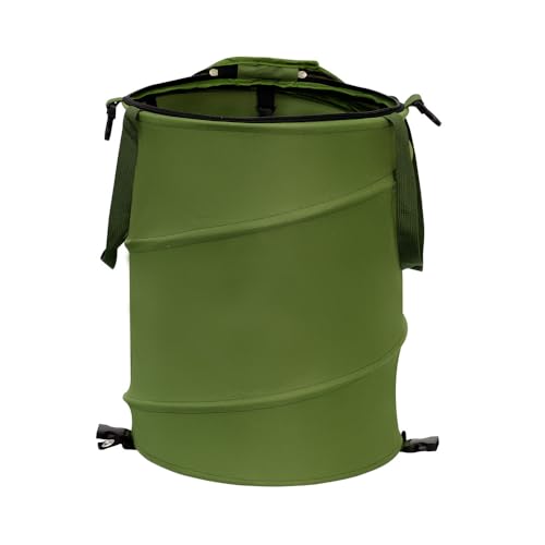 Collapsible Pop Up Trash Can, Outdoor Recycling Bin 13.8x15.8 in, 600D Oxford Cloth Yard Waste Bags, Camping Trash Can With Clip and Zip Lid (1Pcs-Green 10 Gallons) - size: 10jl-1p