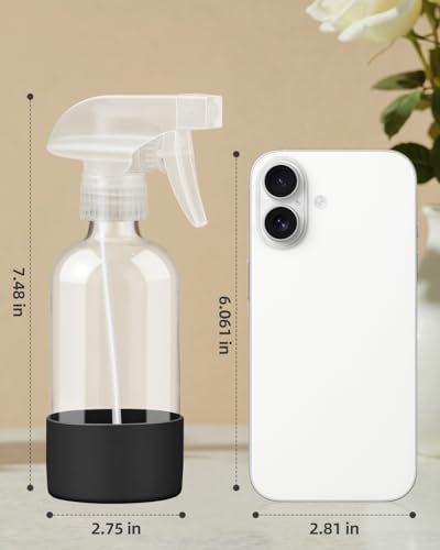 Glass Spray Bottles 8 oz, 2 Pack Spray Bottle for Hair with Silicone Sleeve - color: Black&White, size: 2 Pack