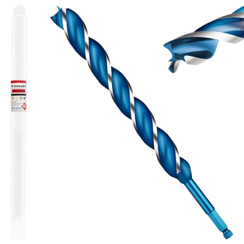 1-1/8" x 12" Wood Auger Drill Bits, 3-Flute Hex Shank - size: 1-1/8" x 12"