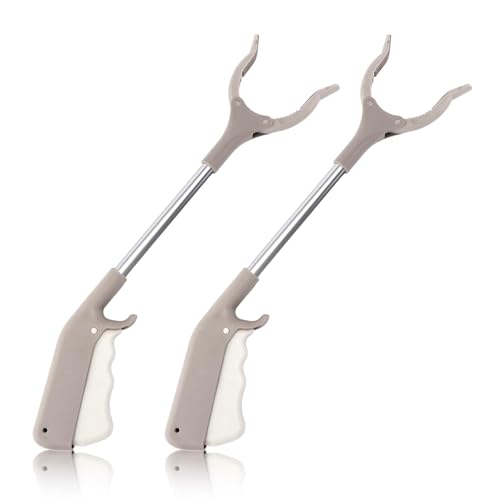 EMVANV Grabber Tool, 2pcs 40cm Grabber Reacher Tool Trash Litter Picker Trash Adults Kids Senior Reacher Claw Rubbish Tong Portable Grabber Tool(Light Brown)