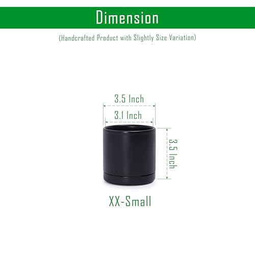 D'vine Dev 4-Pack Ceramic Pots with Saucers, Black, 3.5 in, 94-X-A-2 - color: Black, size: 3.5 Inch