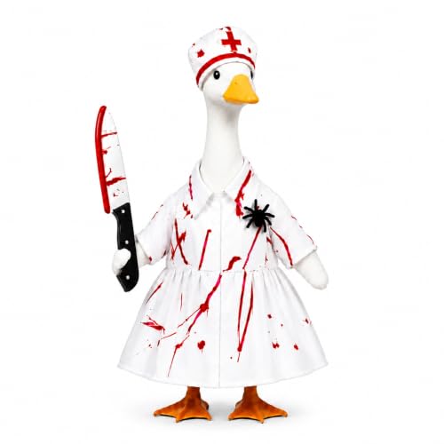 Halloween Porch Goose Outfit Scary Nurse Costume for 23-Inch Goose Statue - color: Bloody Zombie Nurse