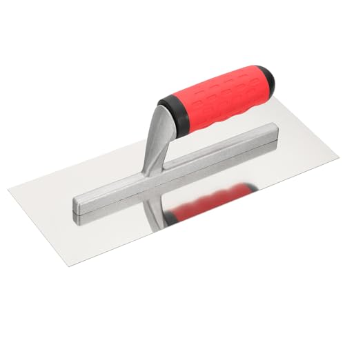 HARFINGTON Flat Drywall Trowel 11" x 4", 402 Stainless Steel Concrete Finishing Trowel Art Paint Plastering Hand Tools with TPE Grip, for Concrete Cement, Silver - size: 11" x 4"